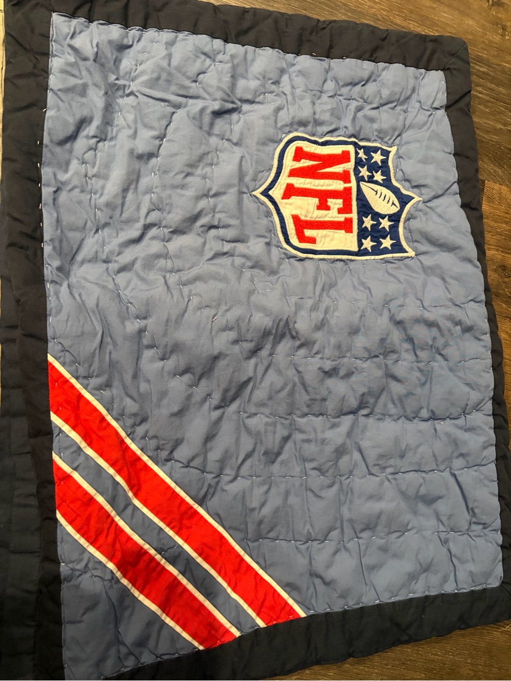 Pottery Barn Teen NFL Patchwork Quilt - Navy, Cream, Gray, Blue, Red - Picture 5 of 10